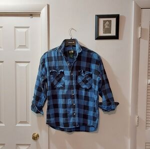 Stillwater 100% Cotton Blue Plaid Casual Button Down Shirt